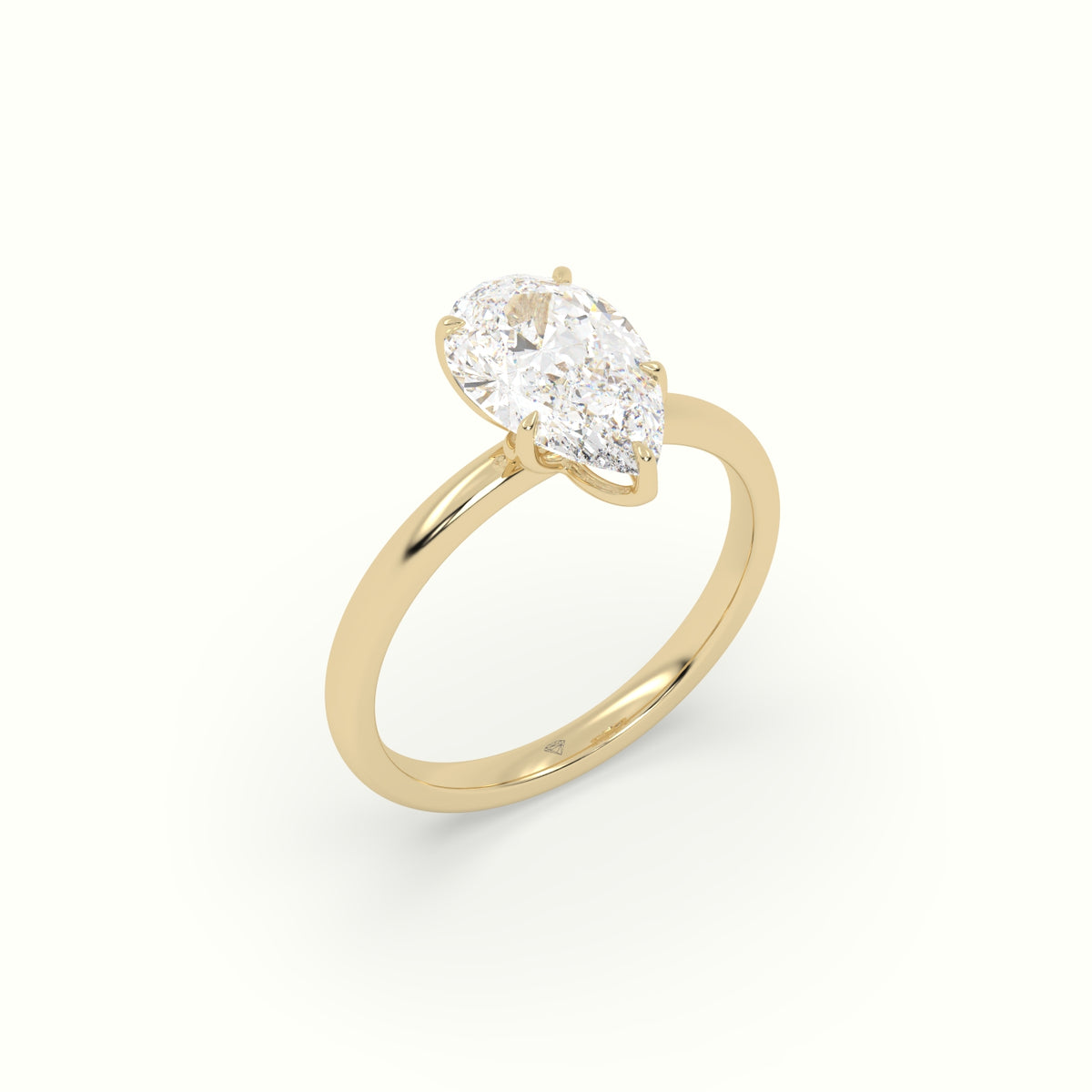 The Tulip Pear Cut 5 Prong Solitaire Diamond Engagement Ring