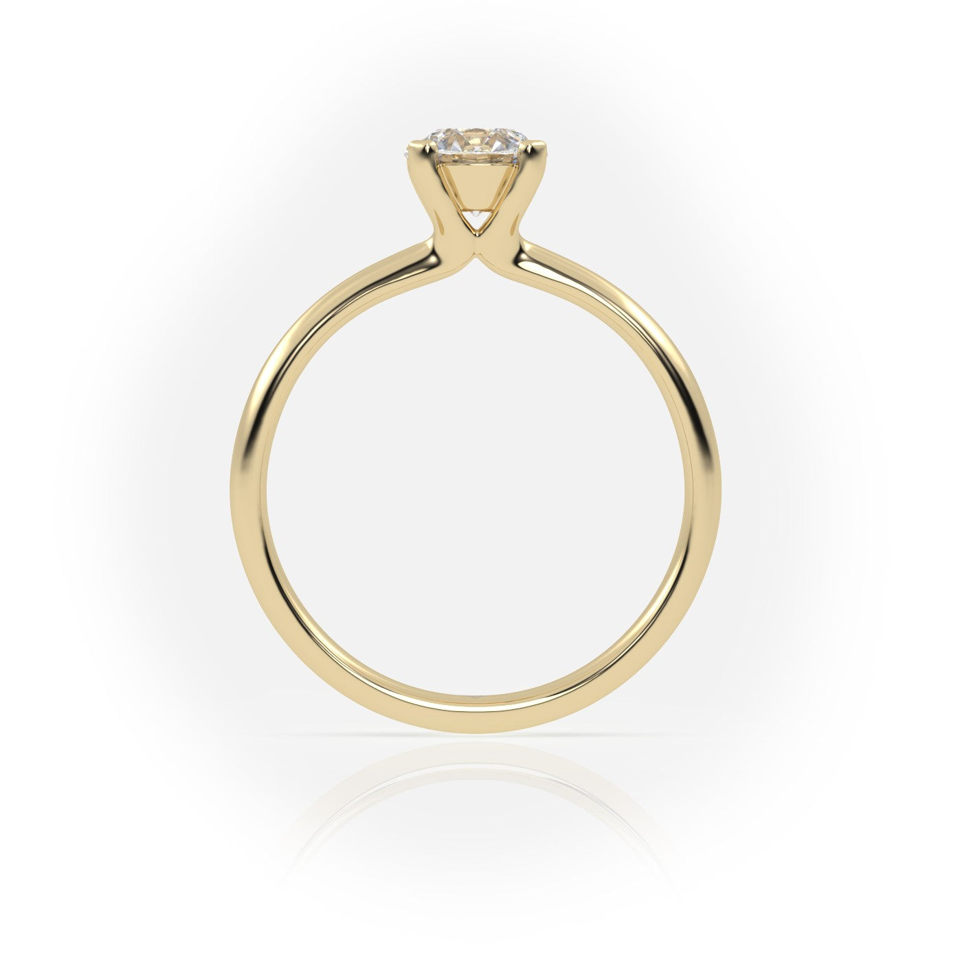Round Cut 4 Prongs Solitaire Engagement Ring — Yellow Gold