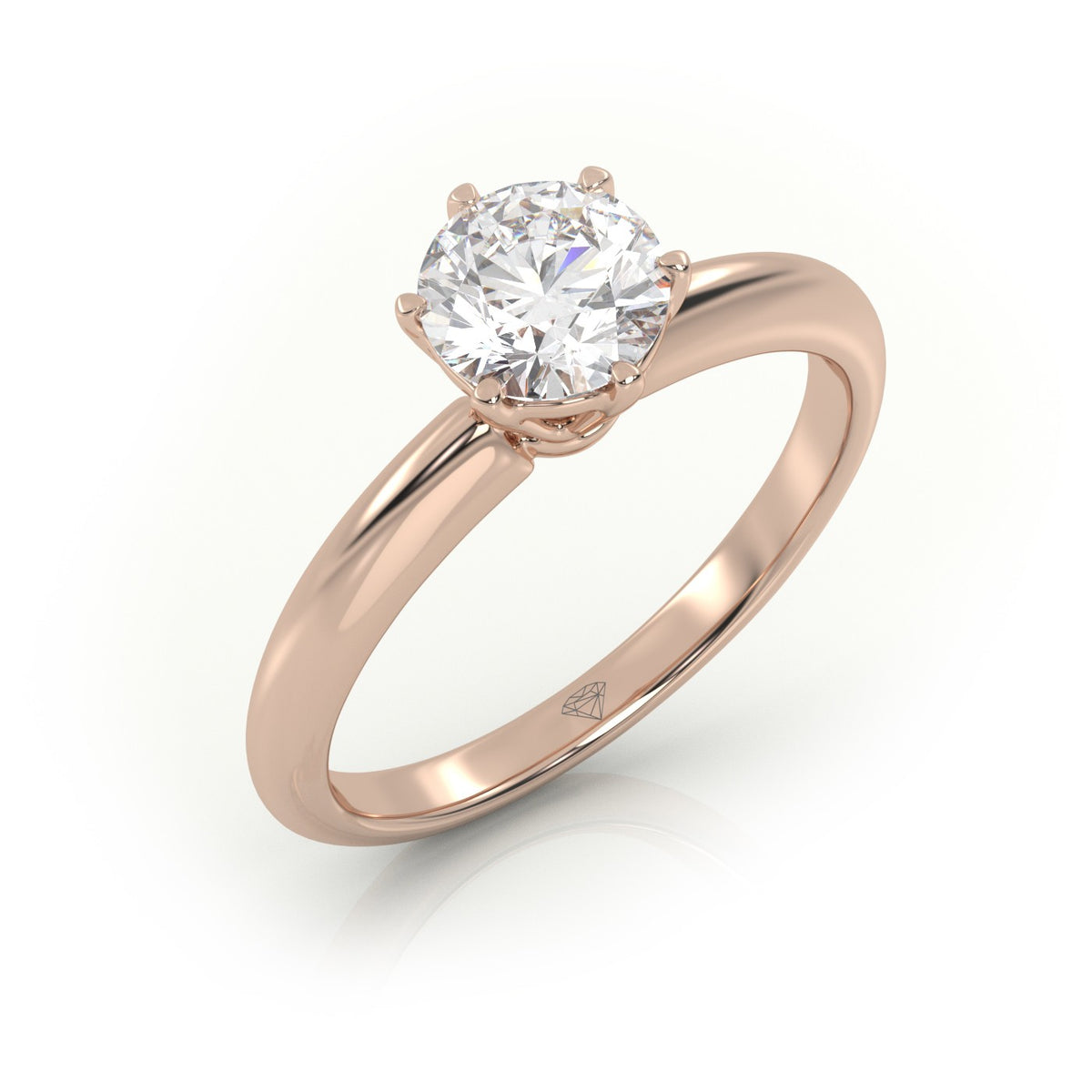 Round Cut 6 Prongs Solitaire Engagement Ring — Rose Gold