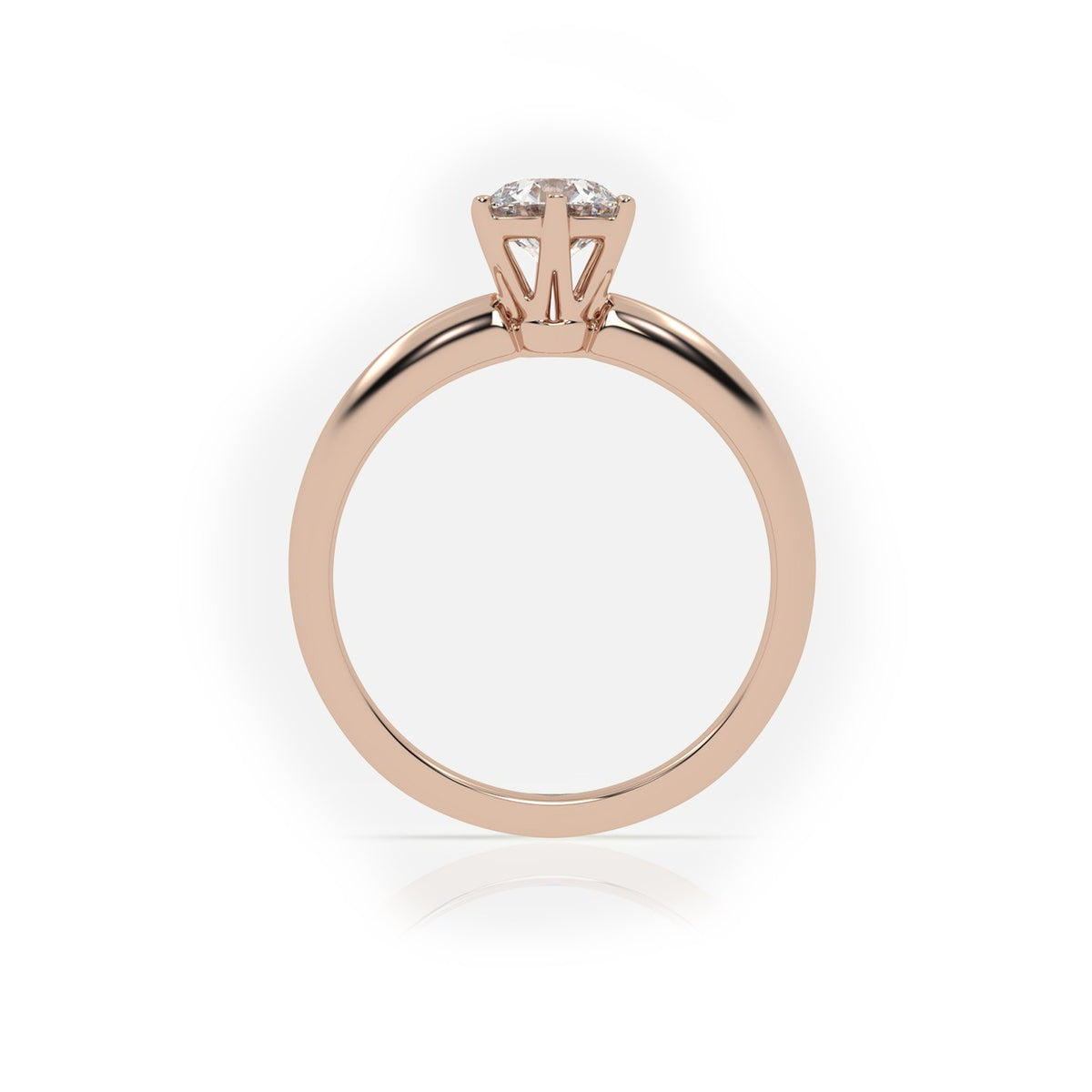 Round Cut 6 Prongs Solitaire Engagement Ring — Rose Gold