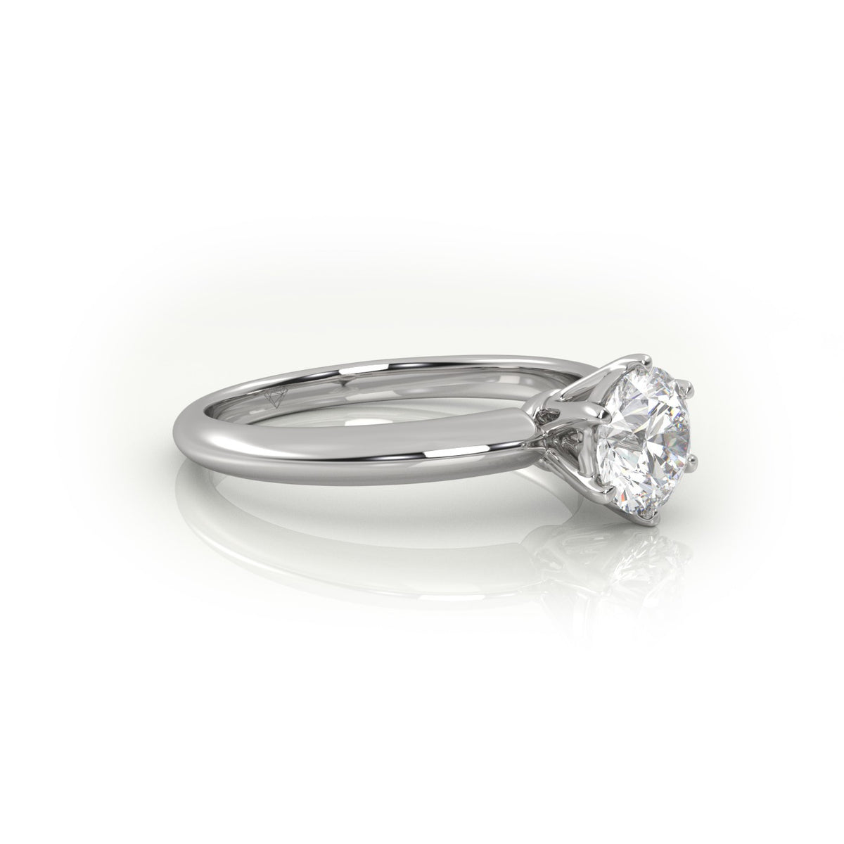 Round Cut 6 Prongs Solitaire Engagement Ring — White Gold