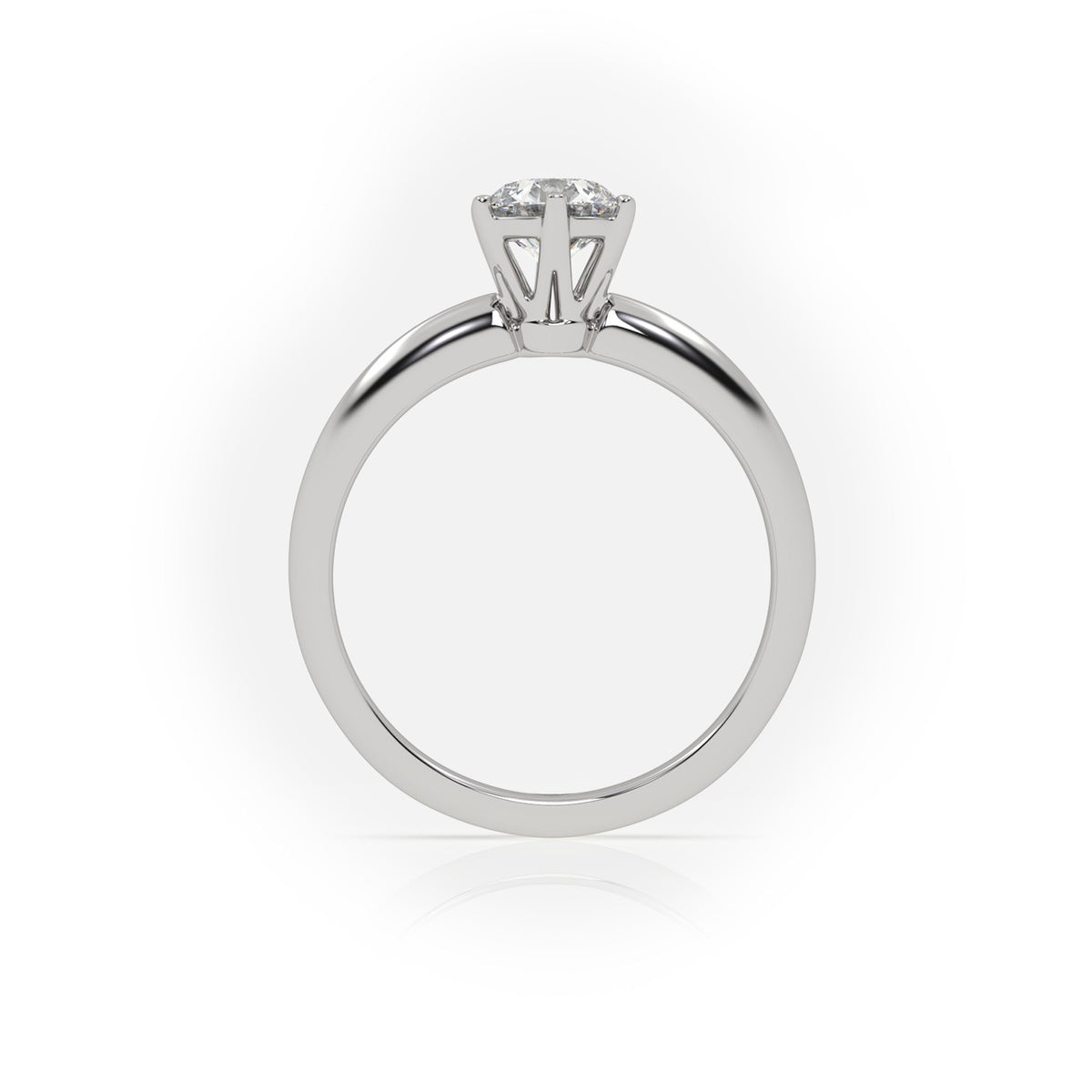 Round Cut 6 Prongs Solitaire Engagement Ring — White Gold