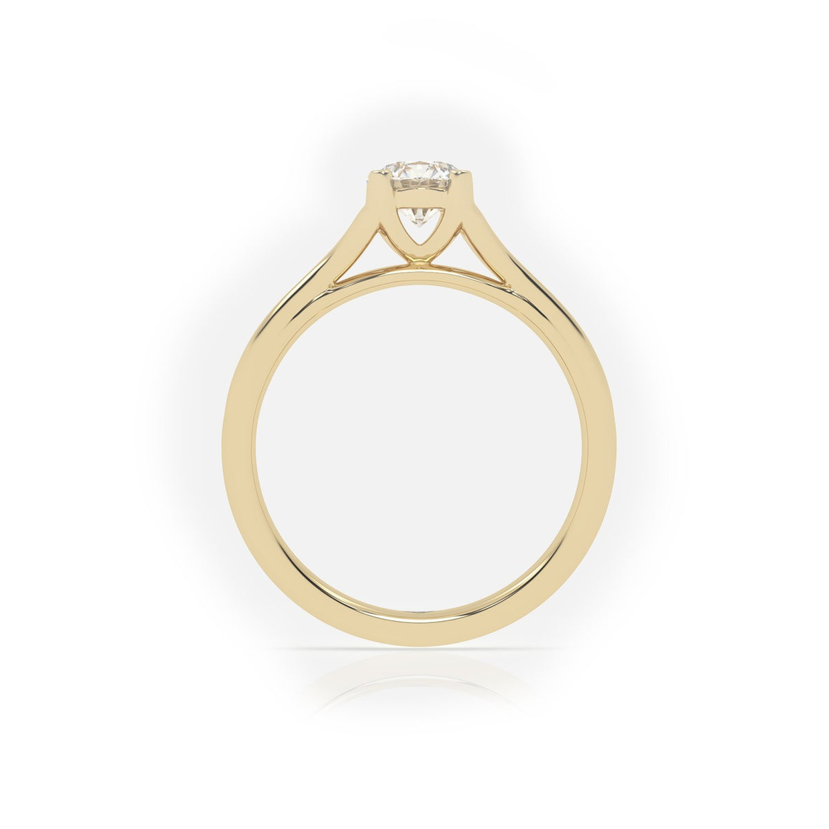 Round Cut 4 Prongs Double Shank Solitaire Engagement Ring — Yellow Gold