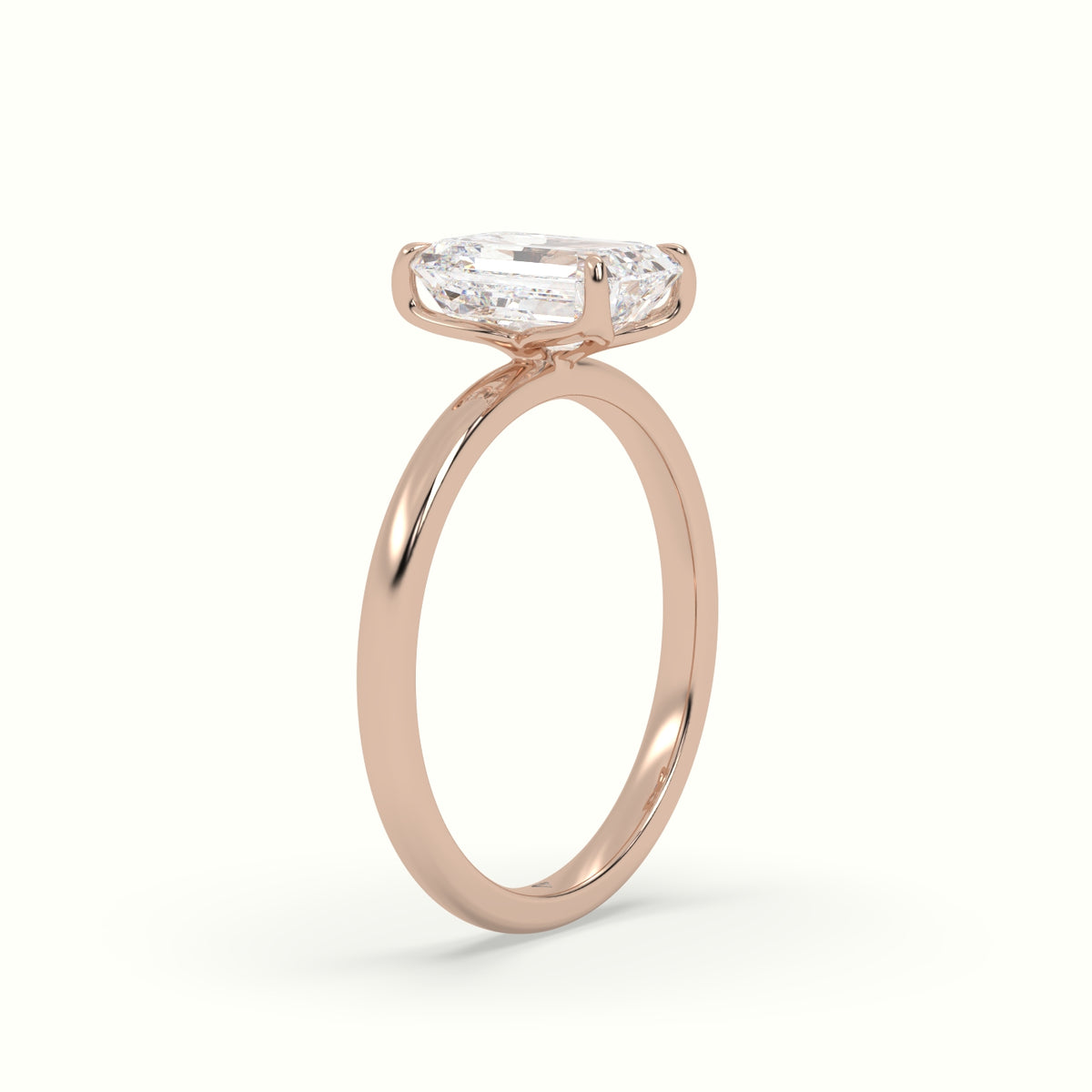 The Tulip Emerald Cut 4 Prong Solitaire Diamond Engagement Ring