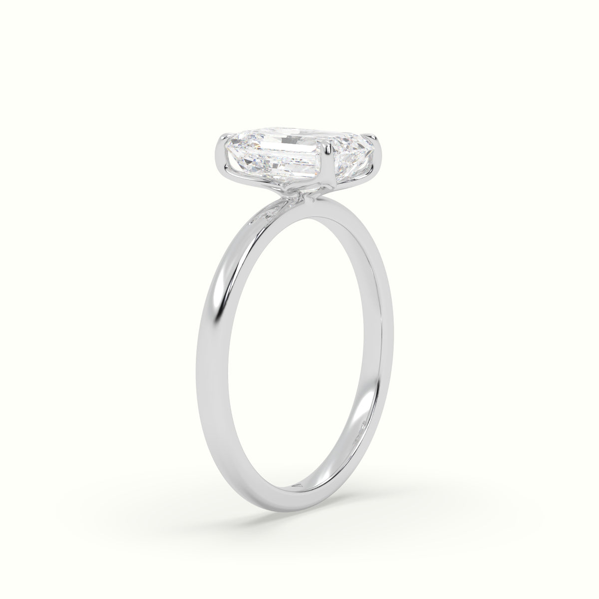 The Tulip Emerald Cut 4 Prong Solitaire Diamond Engagement Ring