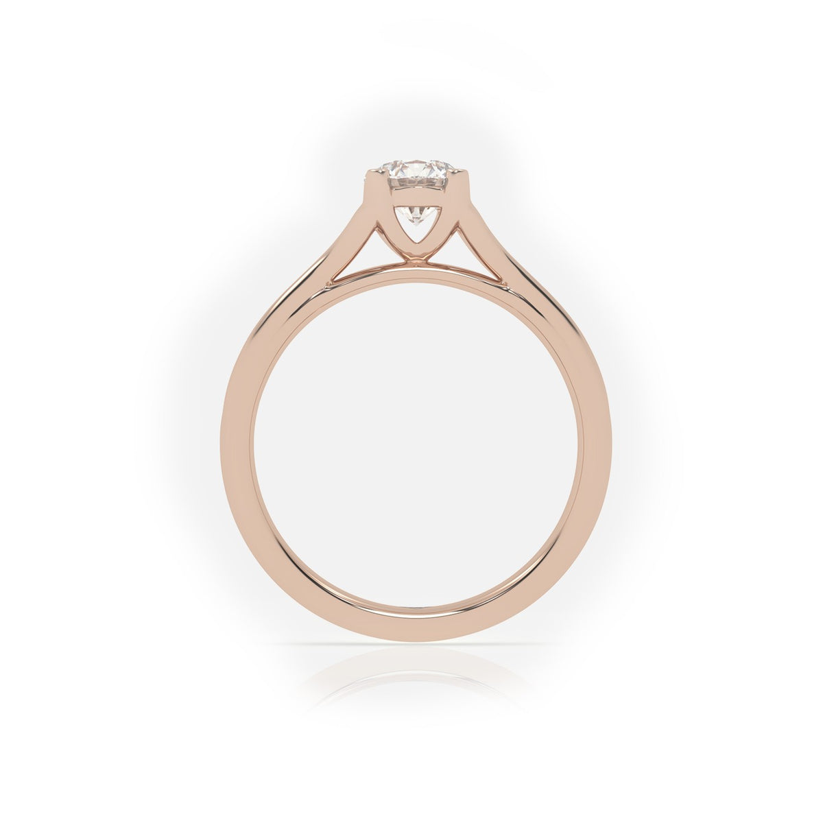 Round Cut 4 Prongs Double Shank Solitaire Engagement Ring — Rose Gold