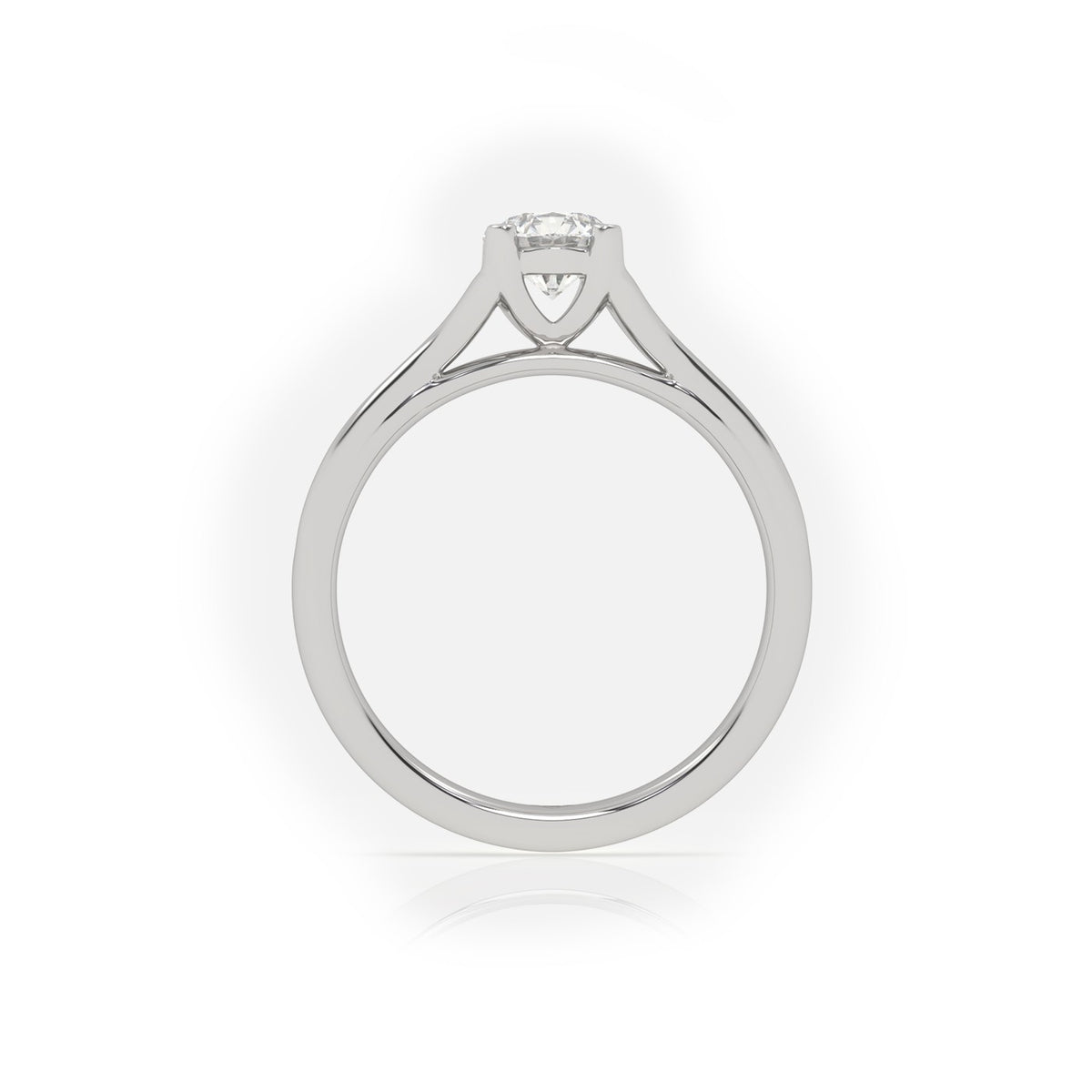 Round Cut 4 Prongs Double Shank Solitaire Engagement Ring — White Gold