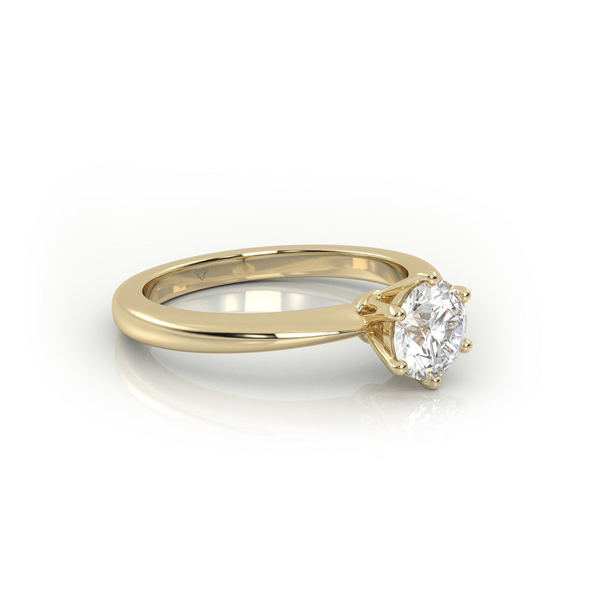 Round Cut 6 Prongs Solitaire Engagement Ring — Yellow Gold