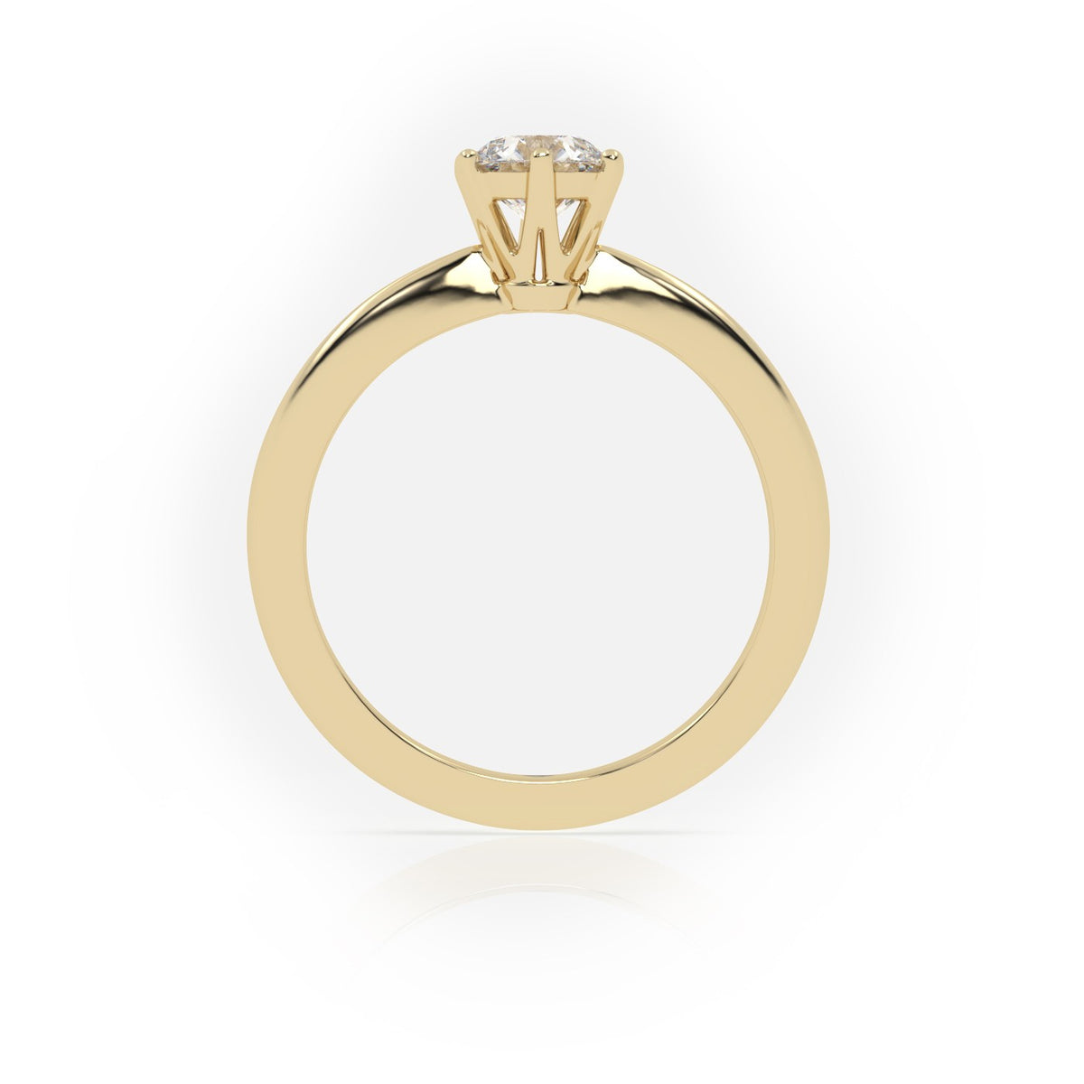 Round Cut 6 Prongs Solitaire Engagement Ring — Yellow Gold