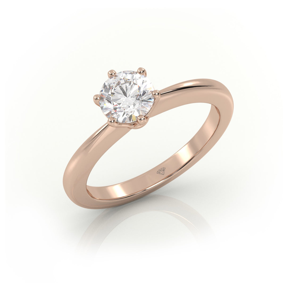 Round Cut 6 Prongs Solitaire Engagement Ring — Rose Gold