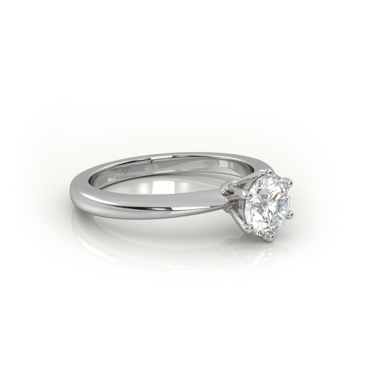 Round Cut 6 Prongs Solitaire Engagement Ring — White Gold