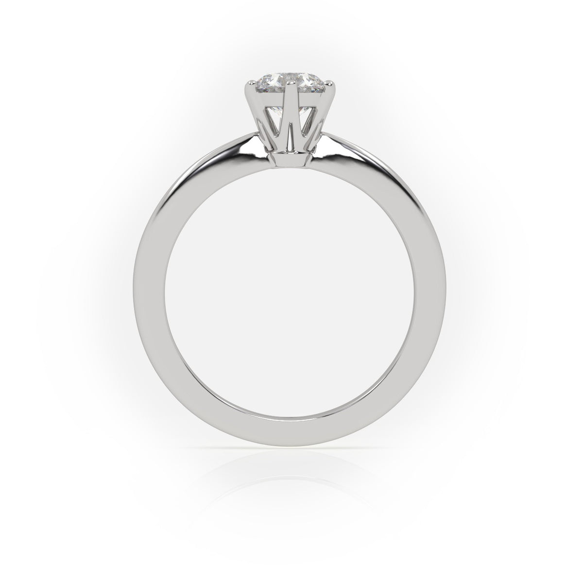 Round Cut 6 Prongs Solitaire Engagement Ring — White Gold