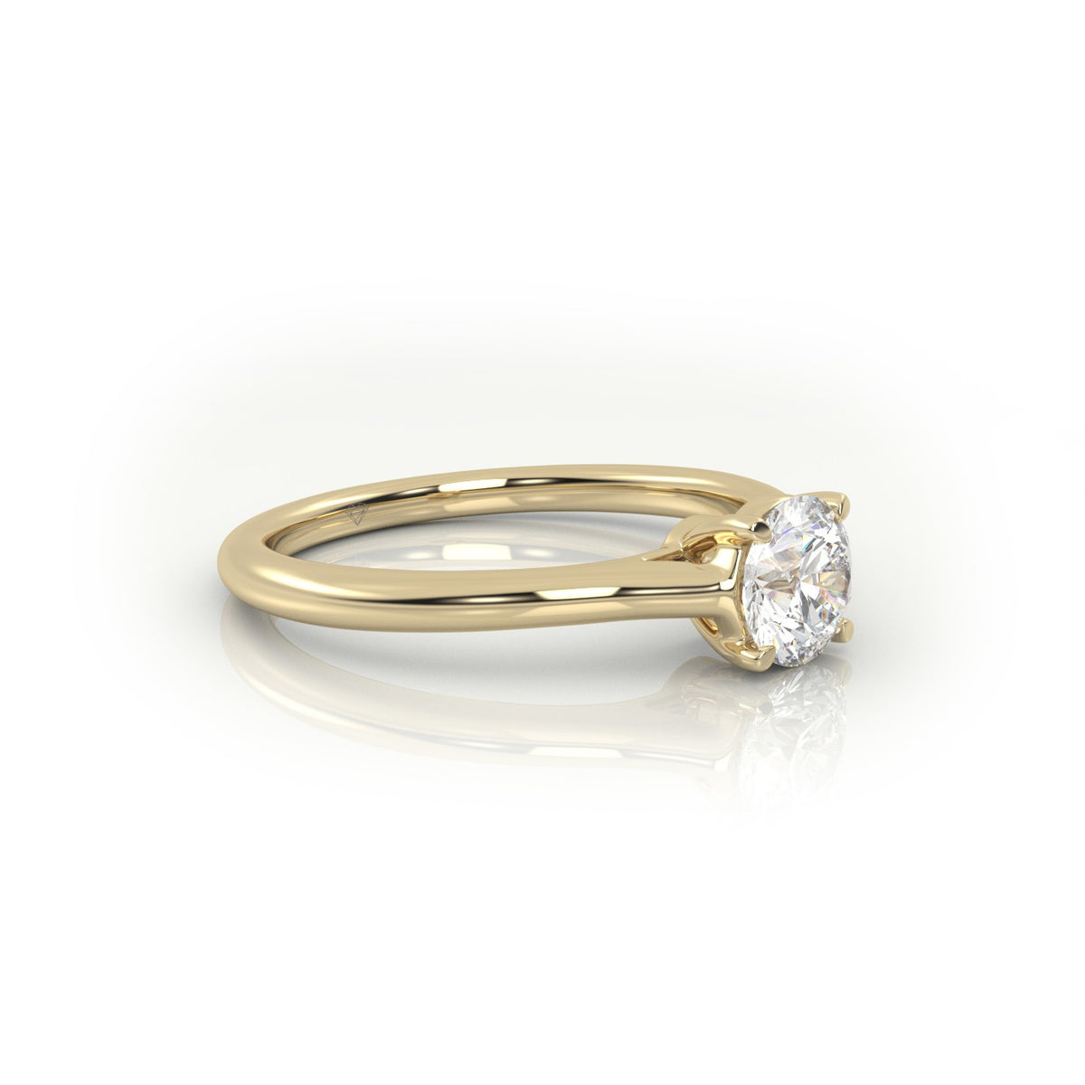 Round Cut Solitaire Diamond Engagement Ring — Yellow Gold