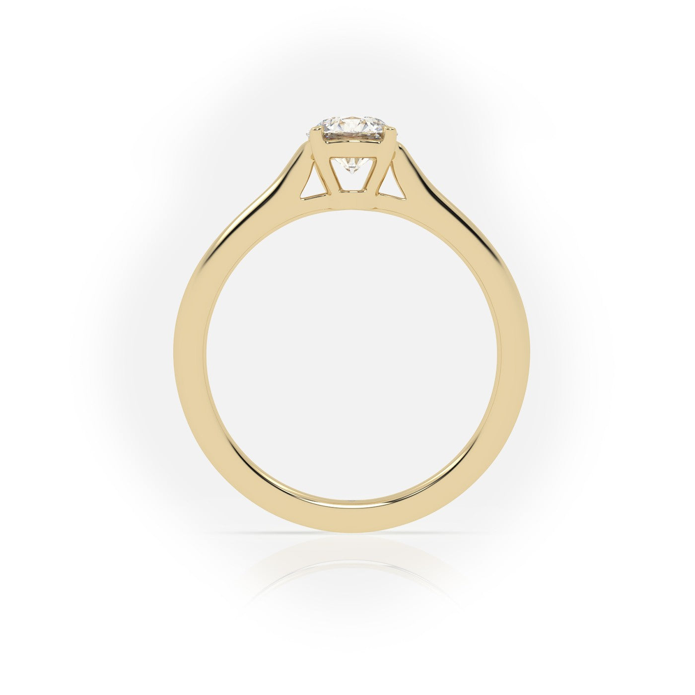 Round Cut Solitaire Diamond Engagement Ring — Yellow Gold