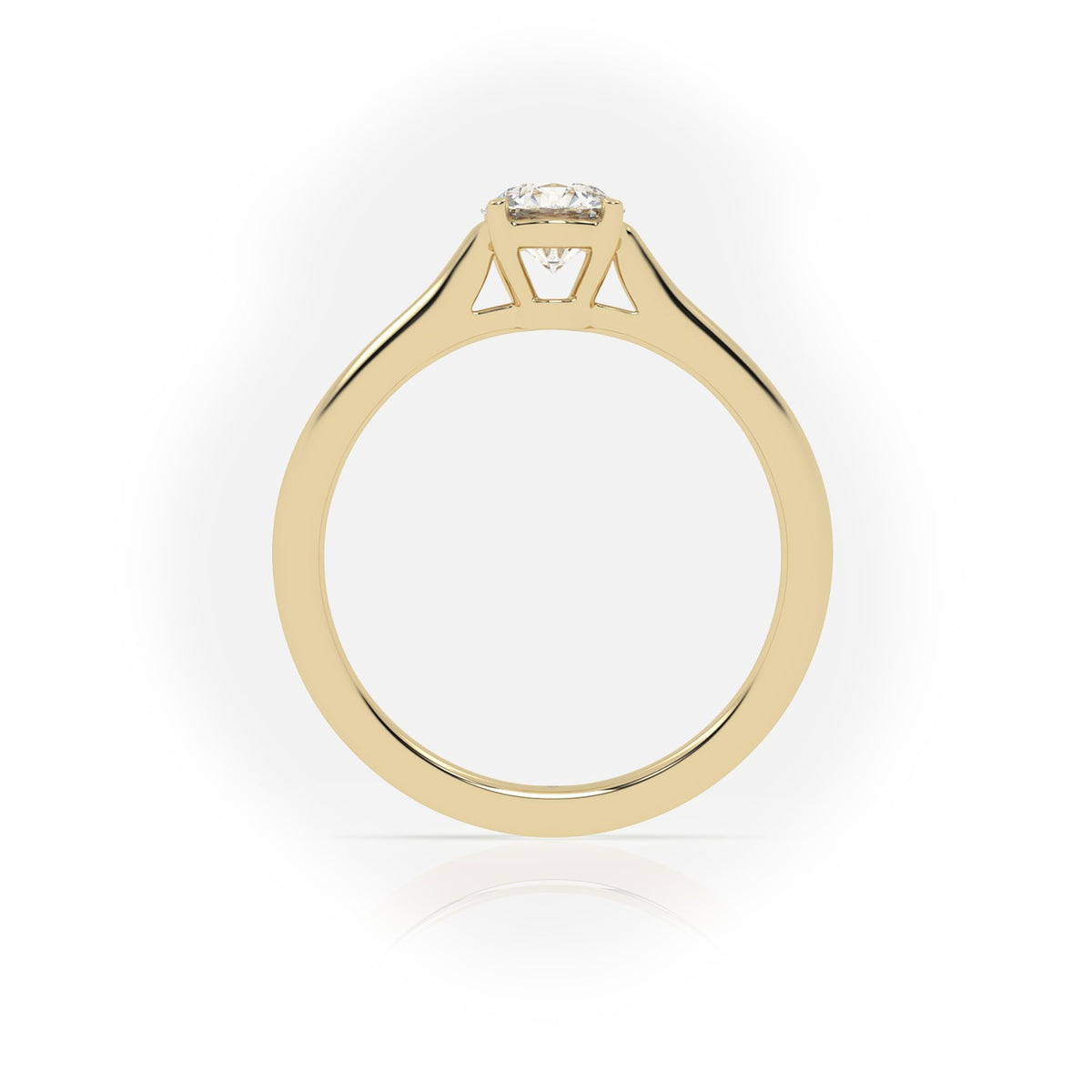 Round Cut Solitaire Diamond Engagement Ring — Yellow Gold