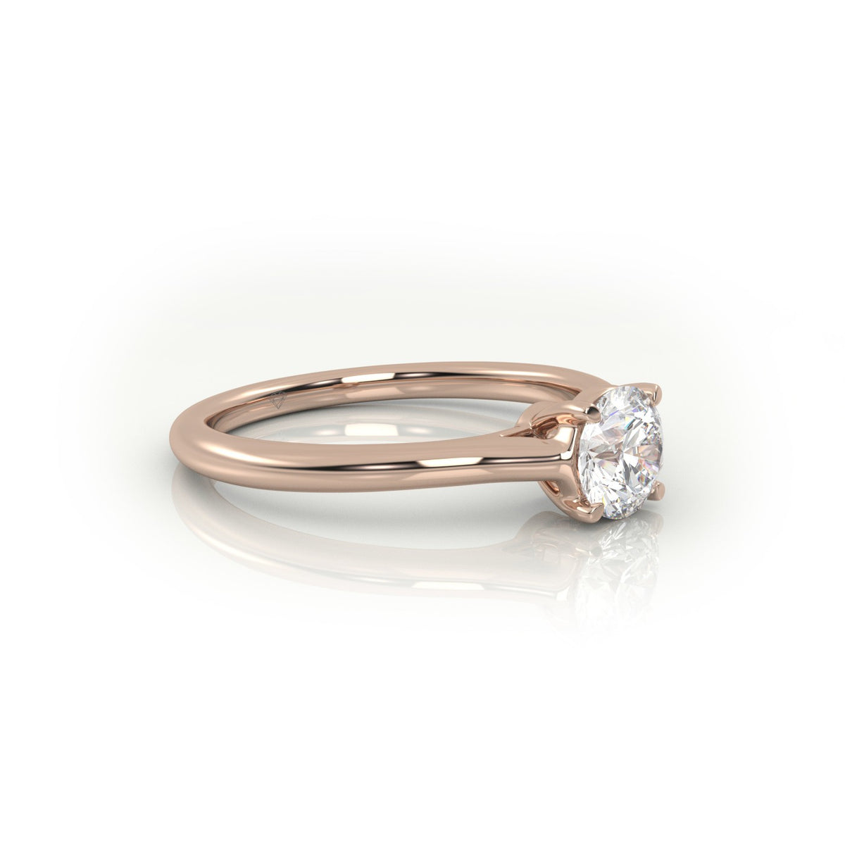 Round Cut Solitaire Diamond Engagement Ring — Rose Gold
