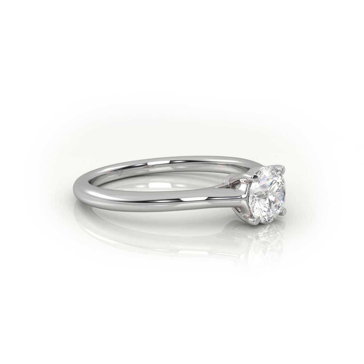 Round Cut Solitaire Diamond Engagement Ring — White Gold