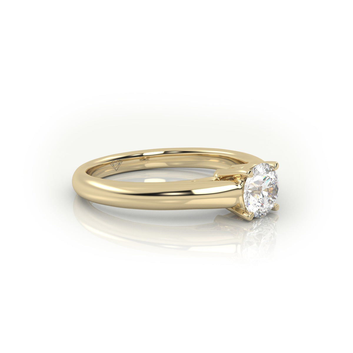 Round Cut Diamond Solitaire Ring — Yellow Gold