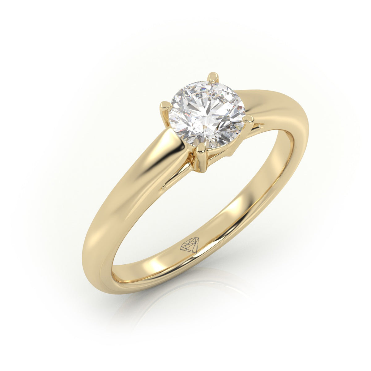 Round Cut Diamond Solitaire Ring — Yellow Gold