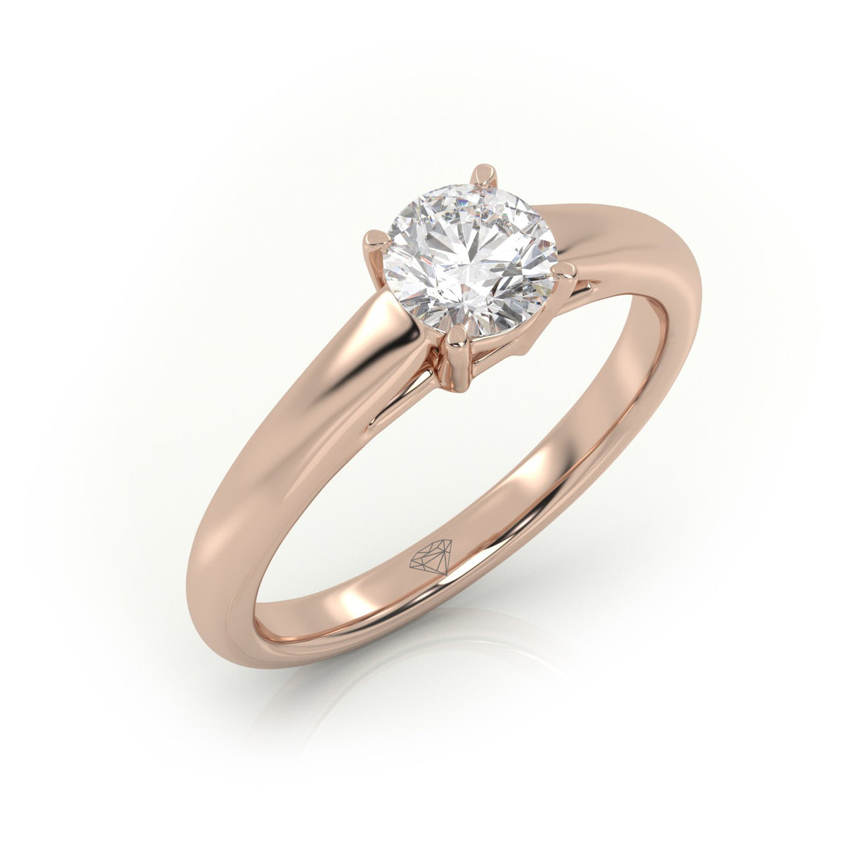 Round Cut Diamond Solitaire Ring — Rose Gold