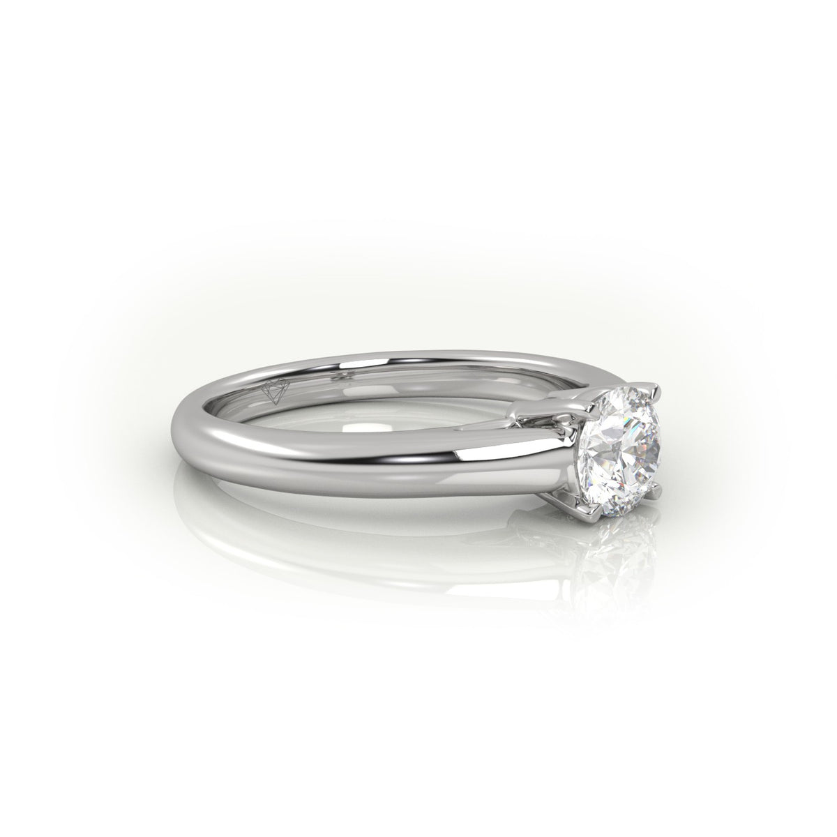 Round Cut Diamond Solitaire Ring — White Gold