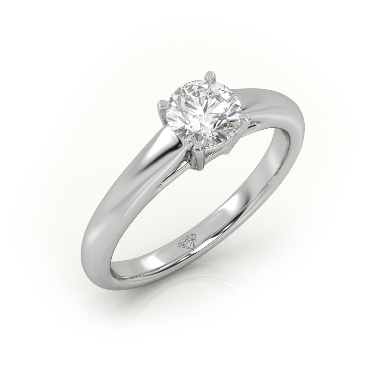 Round Cut Diamond Solitaire Ring — White Gold