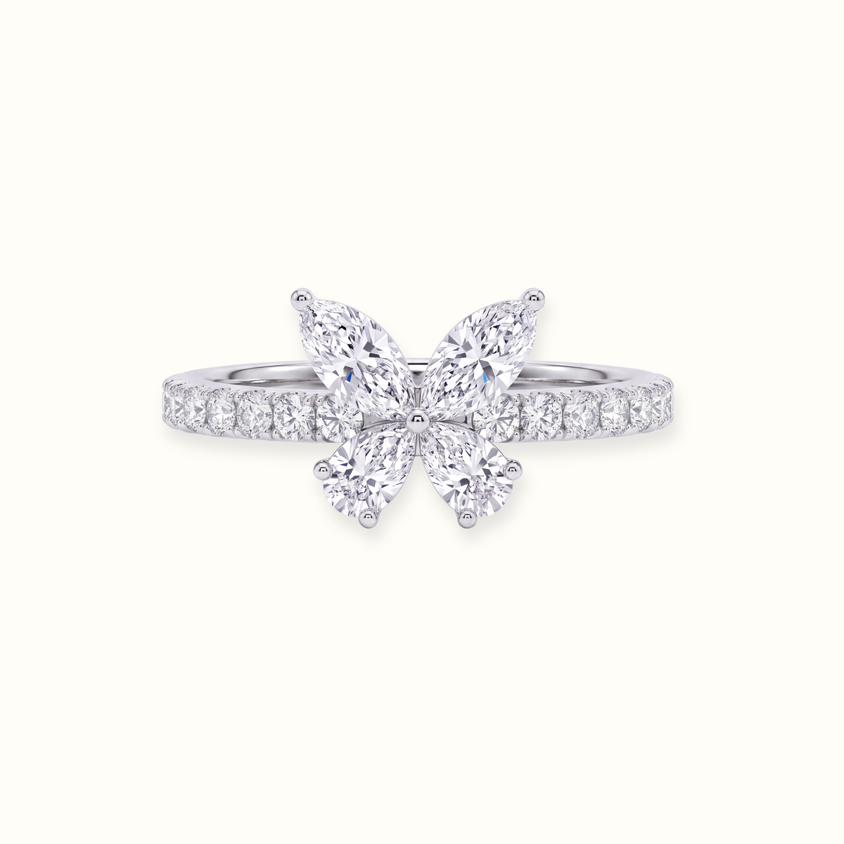 Butterfly Pavé Band Diamond Ring