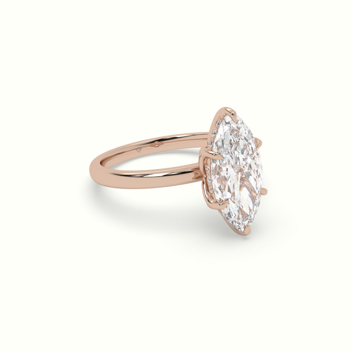 The Tulip Marquise Cut 6 Prong Hidden Halo Diamond Engagement Ring