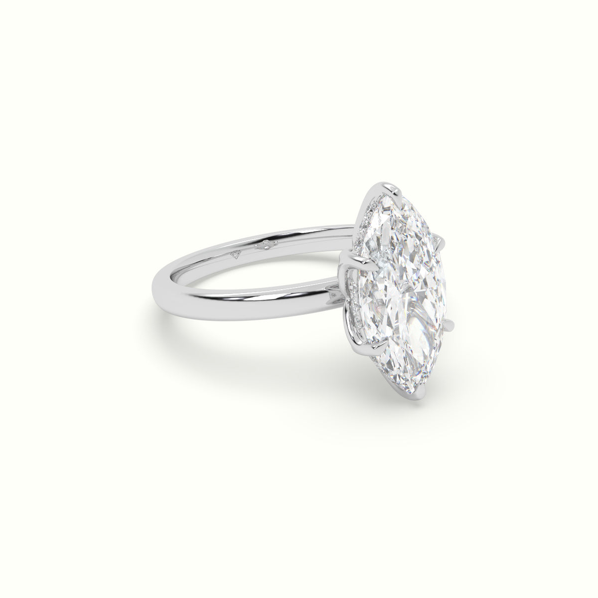 The Tulip Marquise Cut 6 Prong Hidden Halo Diamond Engagement Ring