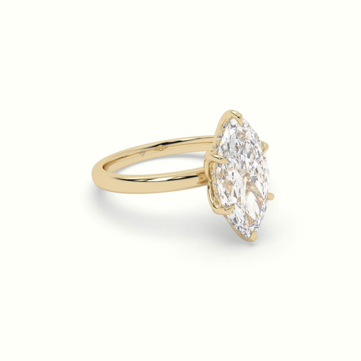 The Tulip Marquise Cut 6 Prong Hidden Halo Diamond Engagement Ring