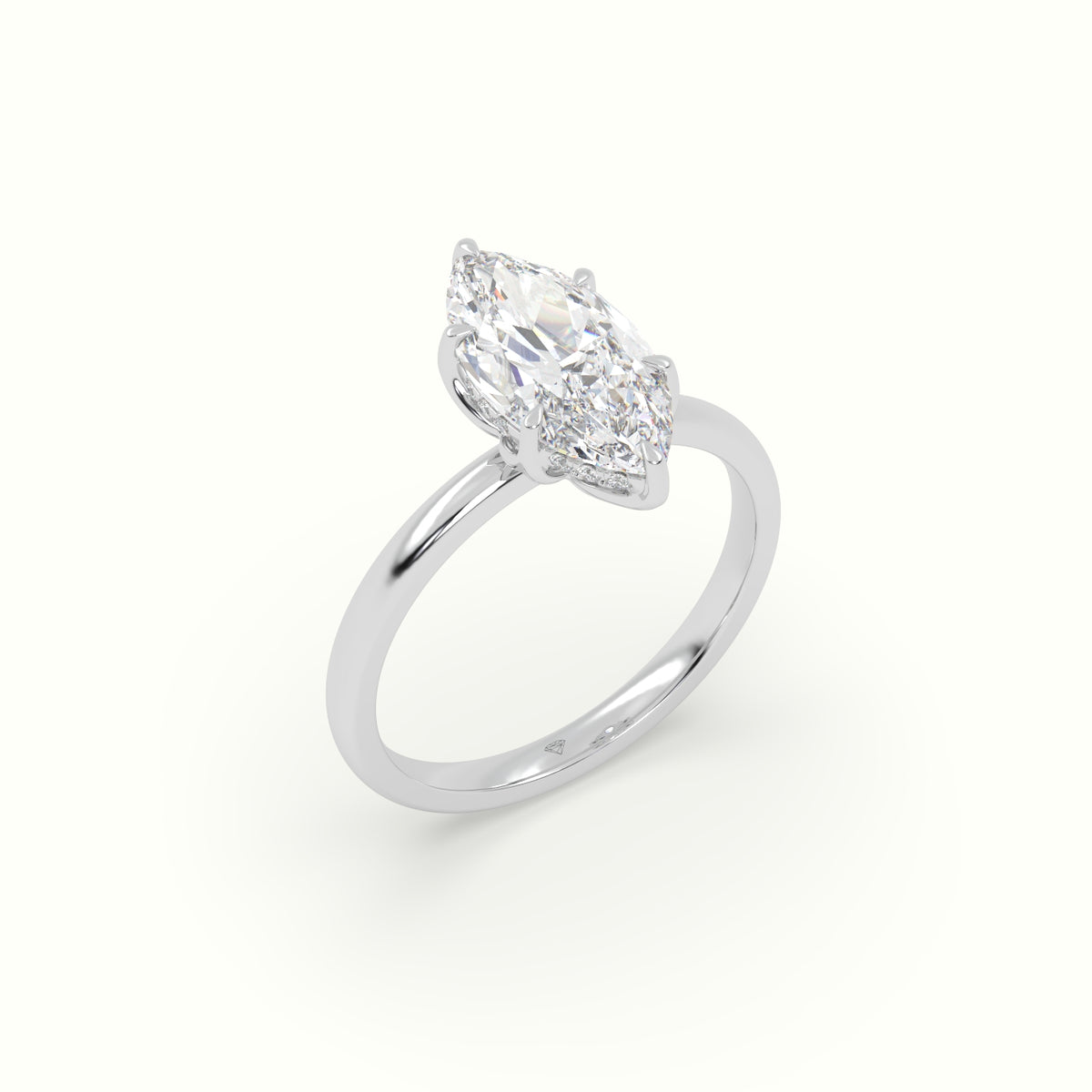 The Tulip Marquise Cut 6 Prong Hidden Halo Diamond Engagement Ring