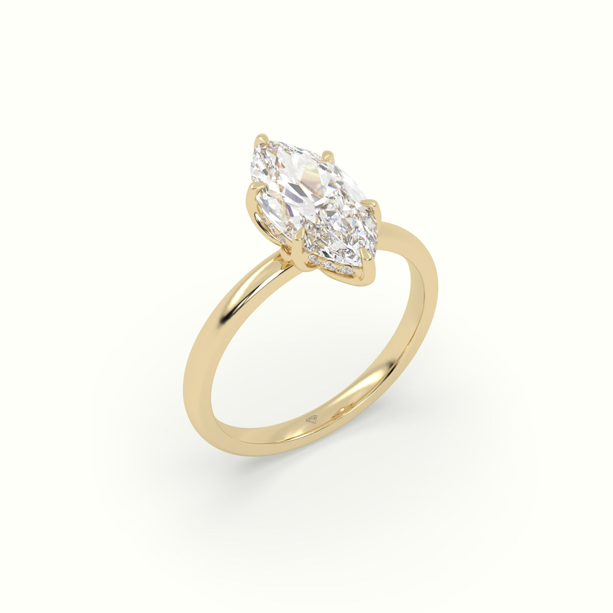 The Tulip Marquise Cut 6 Prong Hidden Halo Diamond Engagement Ring