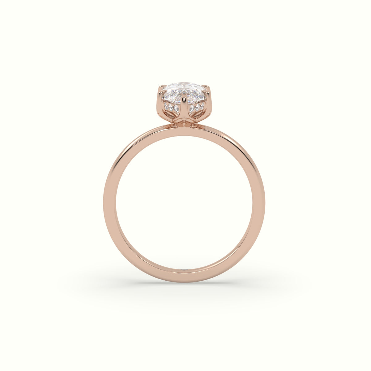 The Tulip Marquise Cut 6 Prong Hidden Halo Diamond Engagement Ring