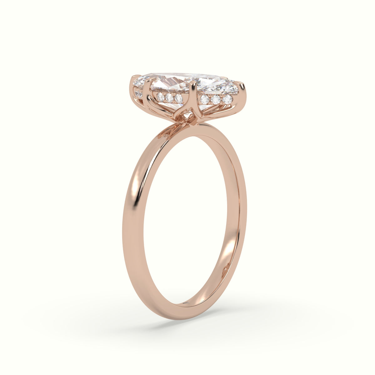 The Tulip Marquise Cut 6 Prong Hidden Halo Diamond Engagement Ring