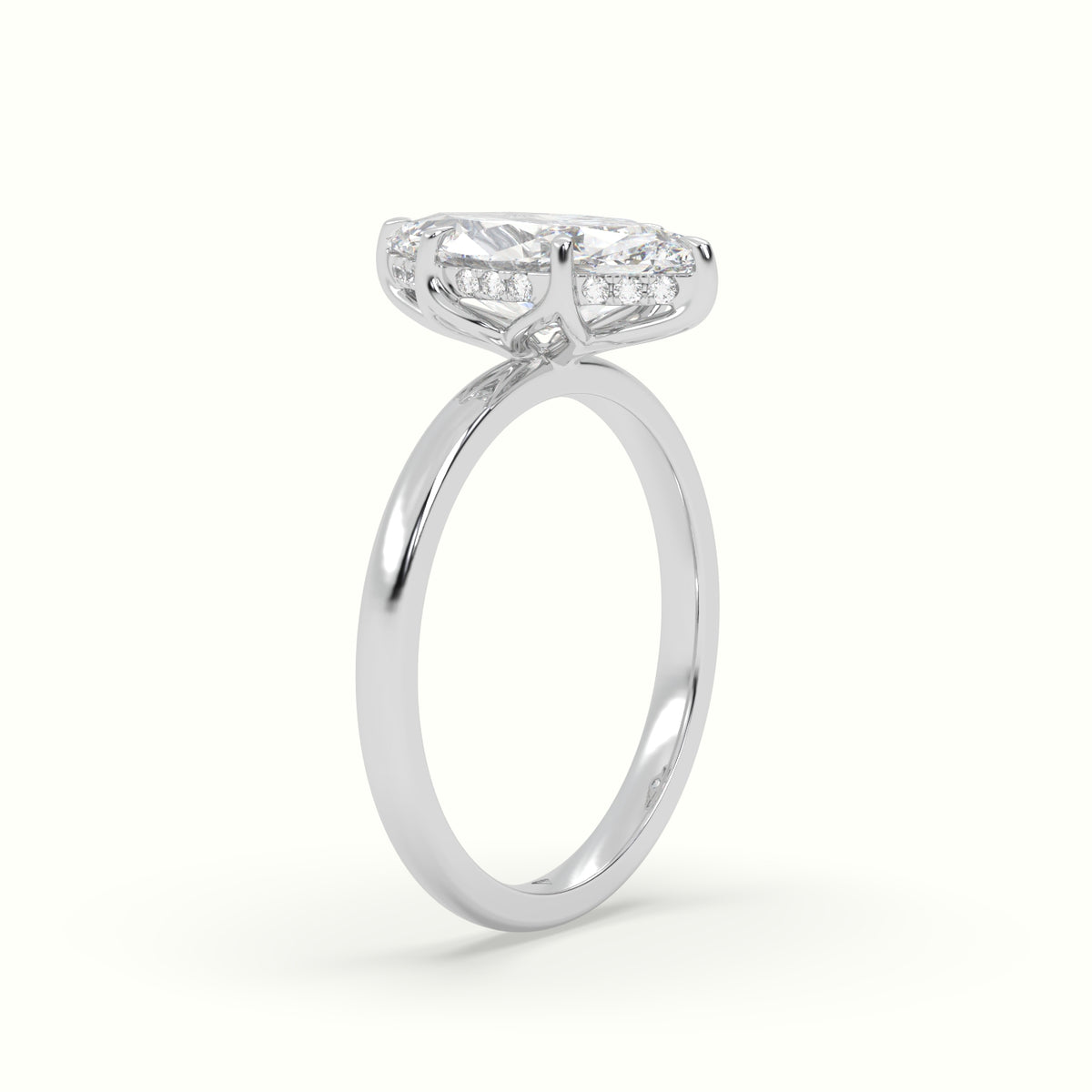 The Tulip Marquise Cut 6 Prong Hidden Halo Diamond Engagement Ring