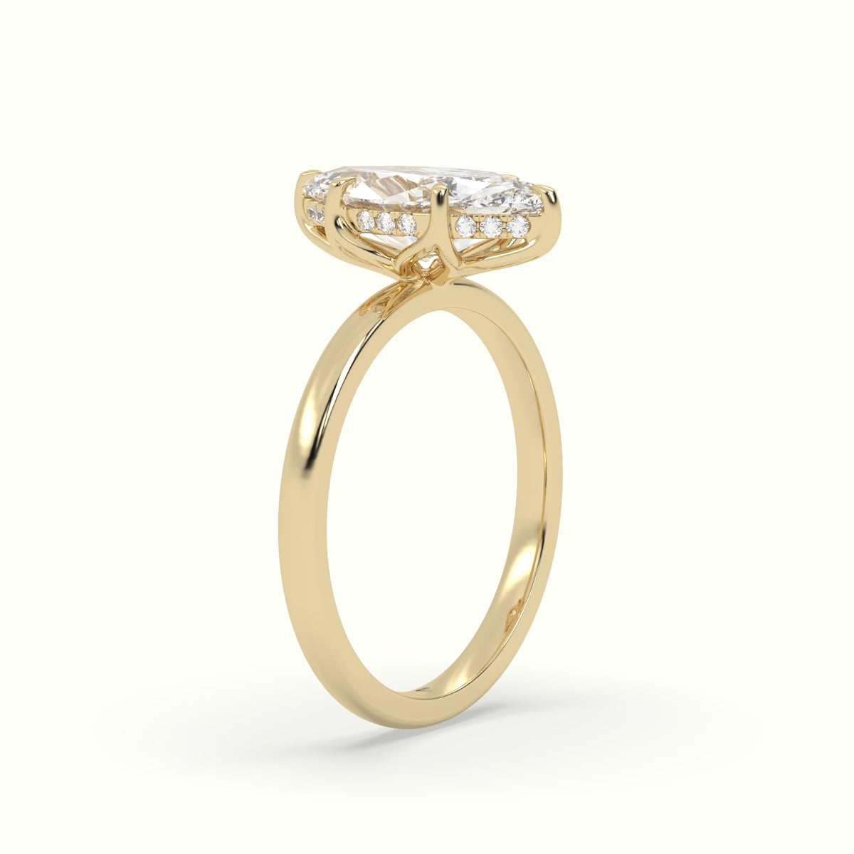 The Tulip Marquise Cut 6 Prong Hidden Halo Diamond Engagement Ring