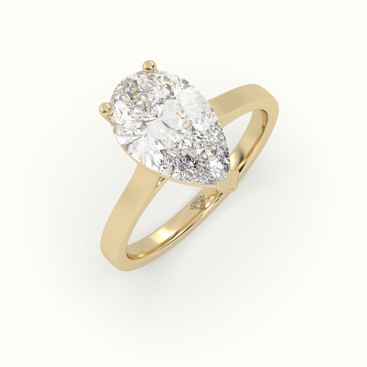 Pear-Shaped Diamond Solitaire Ring — Yellow Gold
