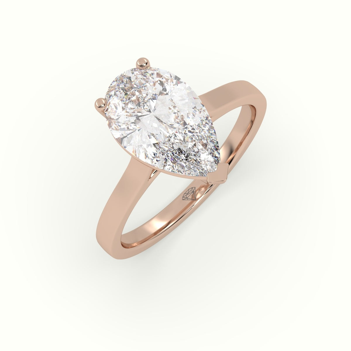Pear-Shaped Diamond Solitaire Ring — Rose Gold
