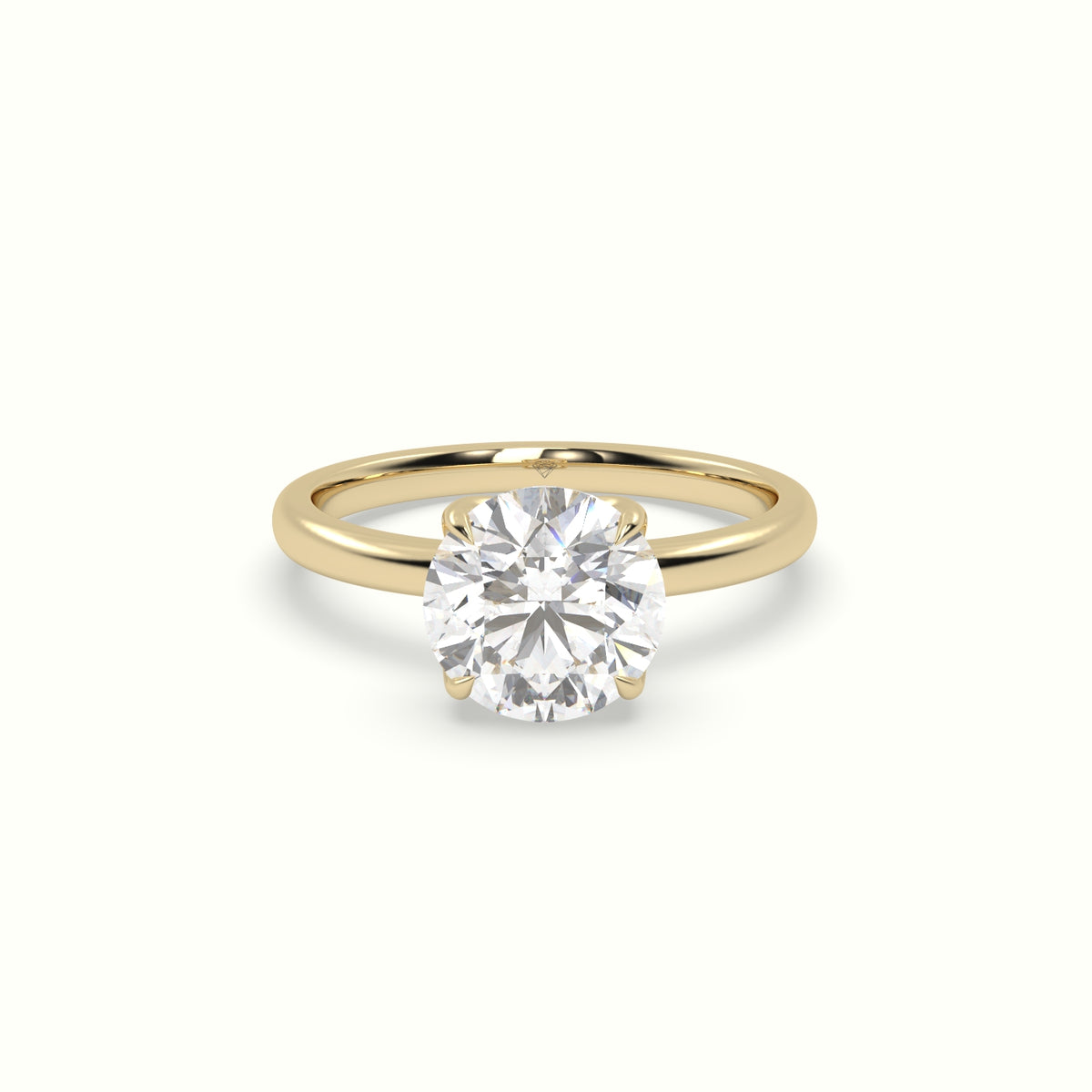 The Tulip Round Cut 4 Prong Solitaire Diamond Engagement Ring