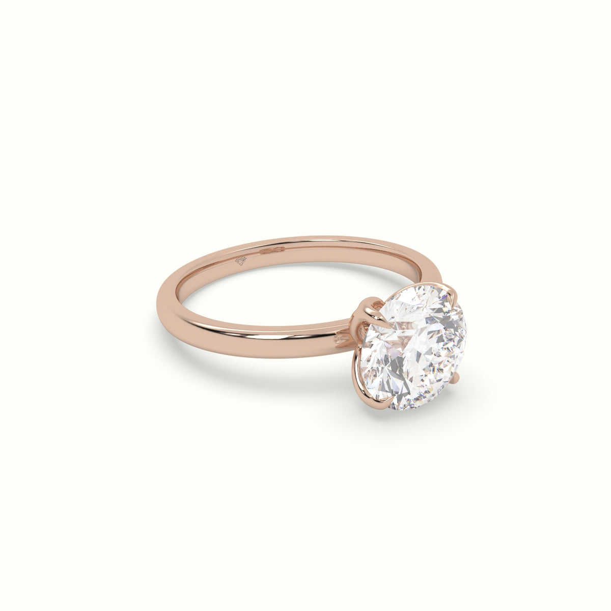The Tulip Round Cut 4 Prong Solitaire Diamond Engagement Ring