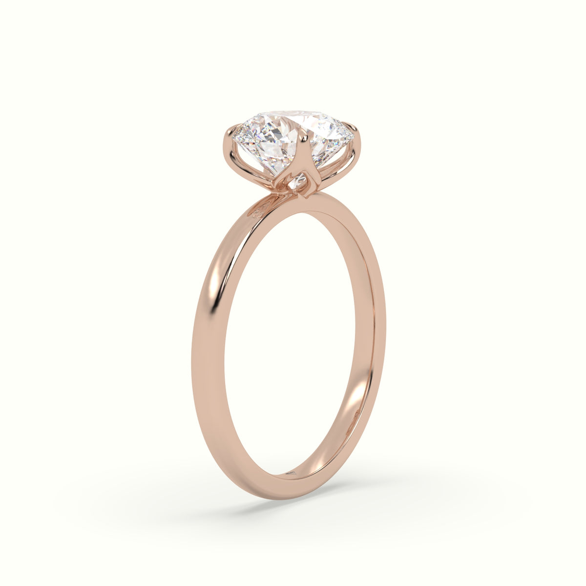 The Tulip Round Cut 4 Prong Solitaire Diamond Engagement Ring