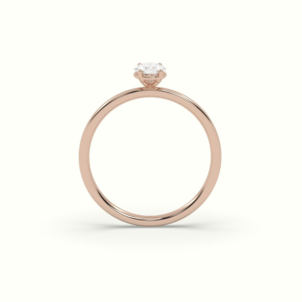 Oval Diamond Solitaire Ring 4 Round Prongs — Rose Gold