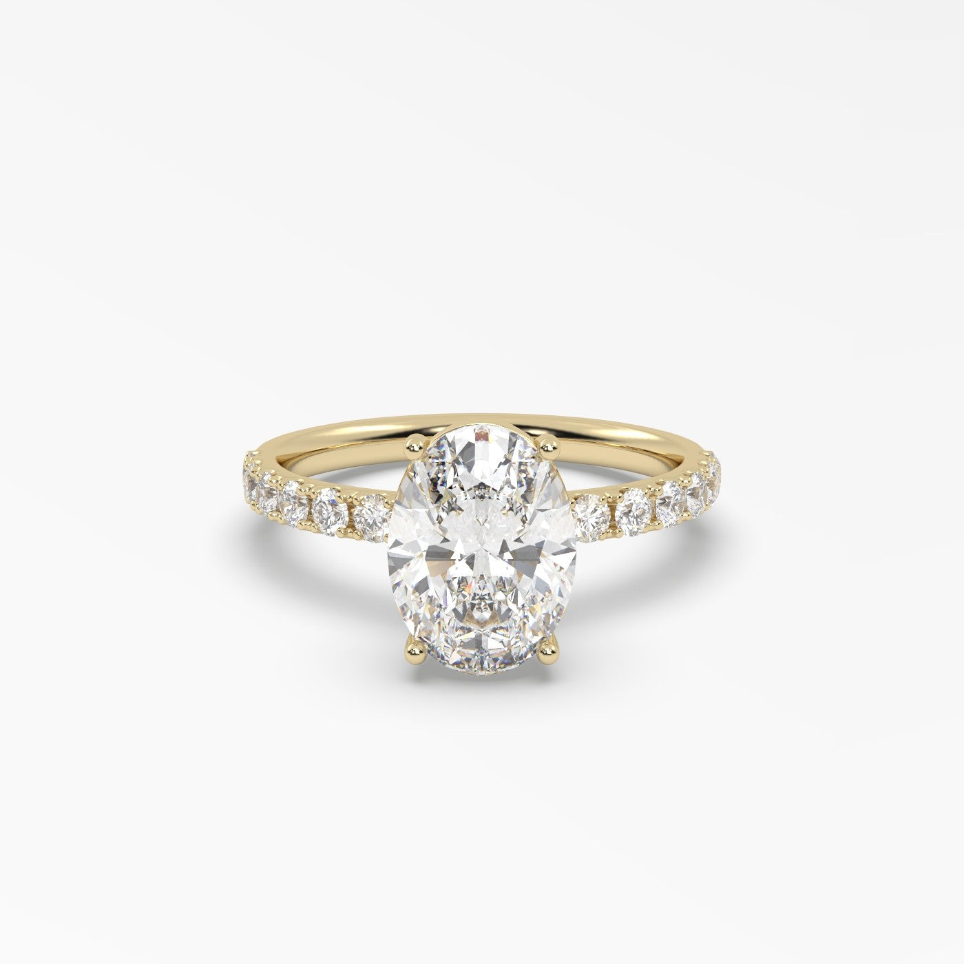 Oval Diamond Pave Engagement Ring — Yellow Gold