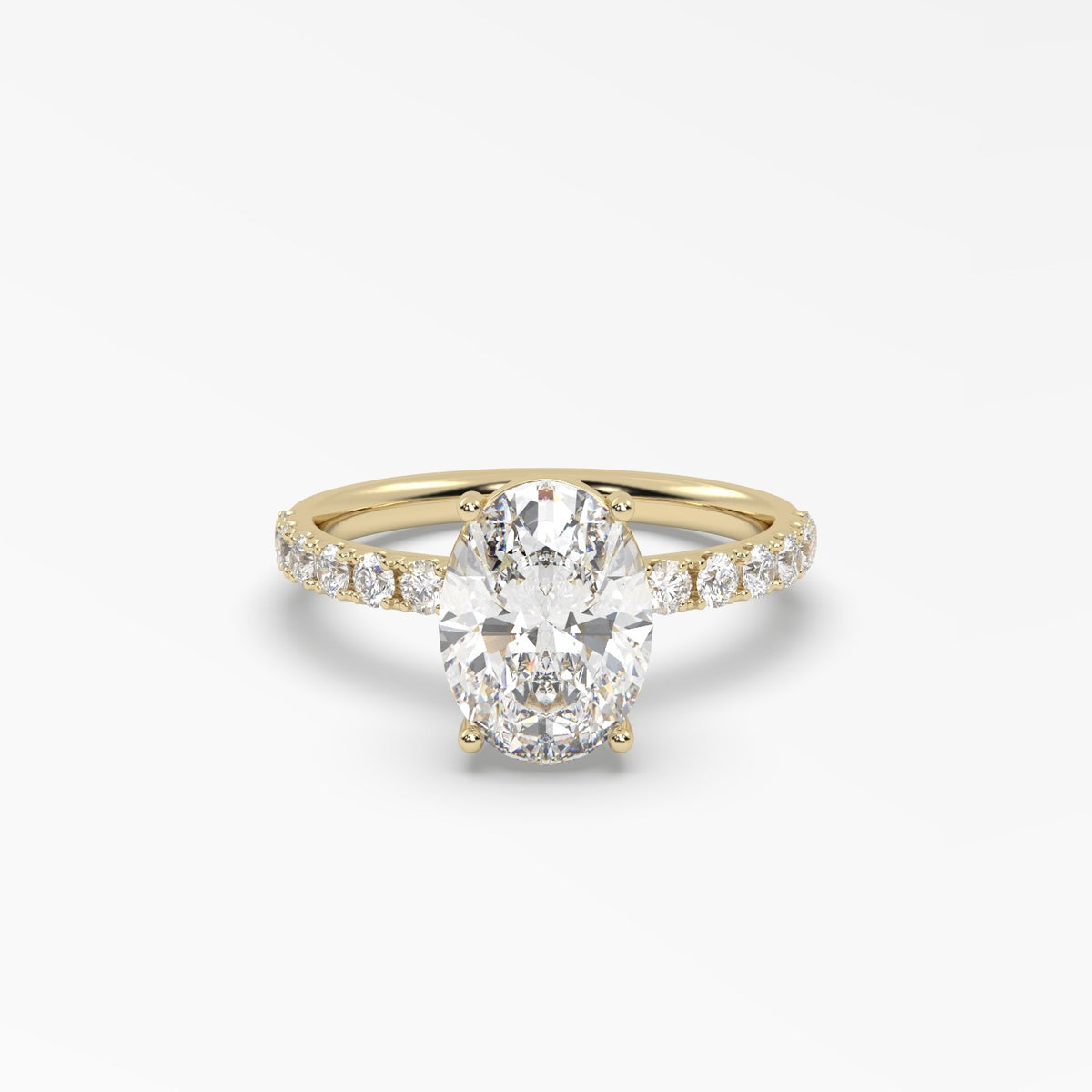 Oval Diamond Pave Engagement Ring — Yellow Gold