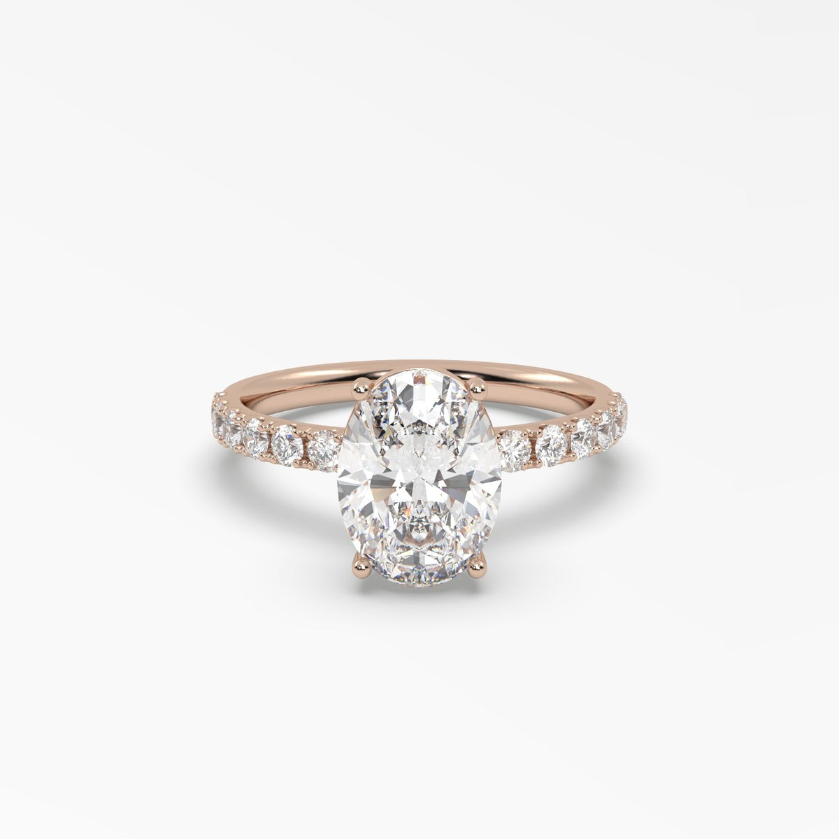 Oval Diamond Pave Engagement Ring — Rose Gold
