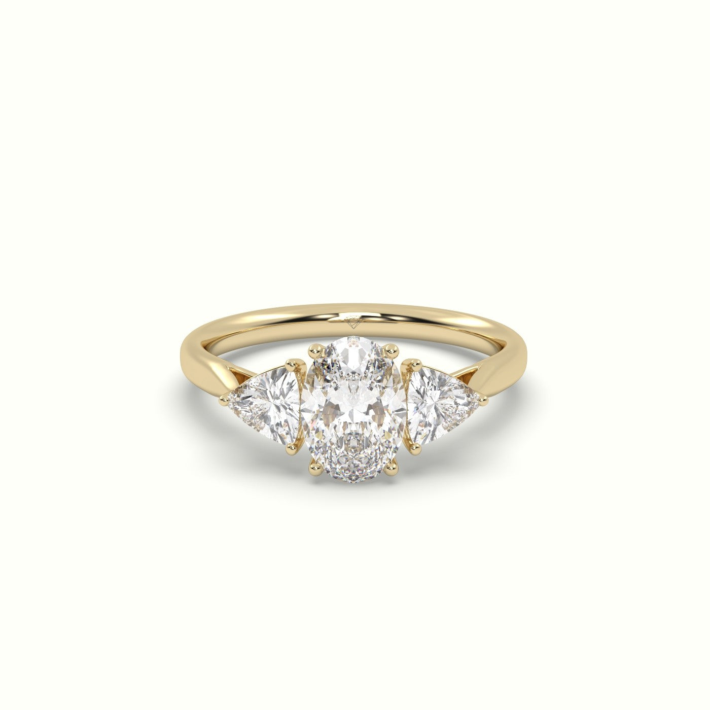 Oval &Amp; Triangle Diamond Trilogy Ring — Yellow Gold