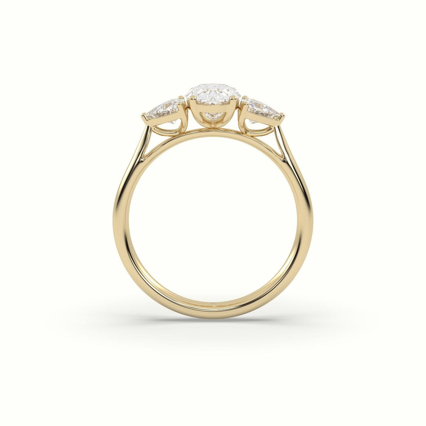 Oval &Amp; Triangle Diamond Trilogy Ring — Yellow Gold