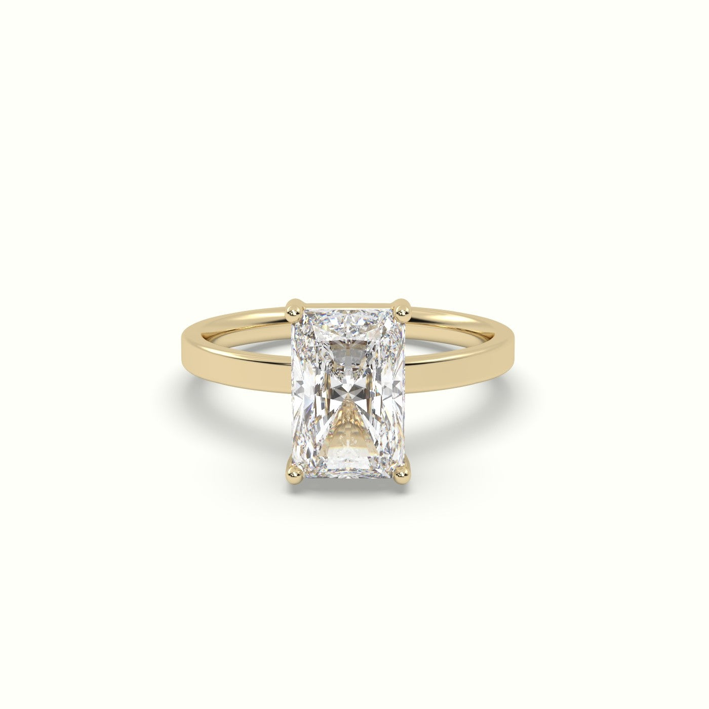 Radiant Cut Solitaire Diamond Ring Precious Jewels Antwerp Radiance — Yellow Gold