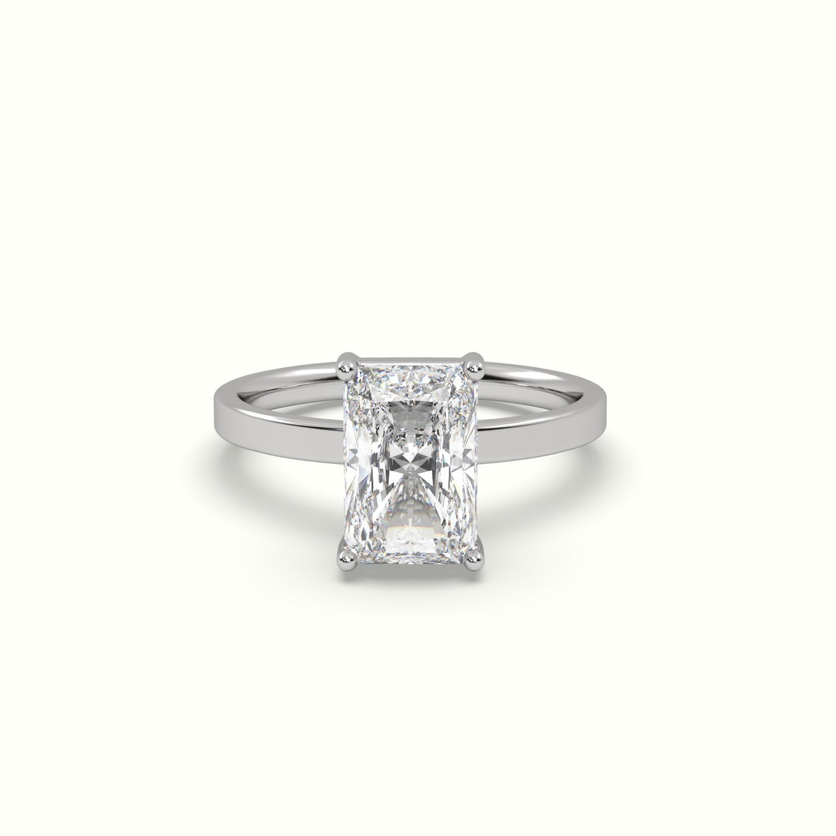 Radiant Cut Solitaire Diamond Ring Precious Jewels Antwerp Radiance — White Gold