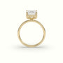 Emerald Cut Diamond Solitaire Plain Band — Yellow Gold